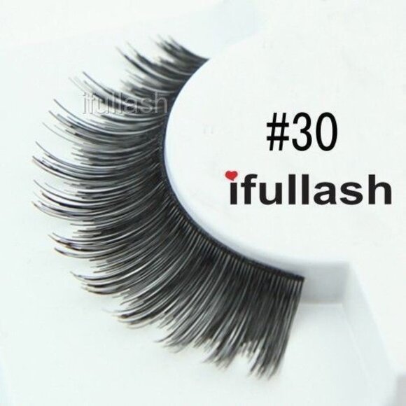 #30 Ifullash Natural 12 Pairs One Dozen Human Hair Fake False Eyelashes - Picture 1 of 2
